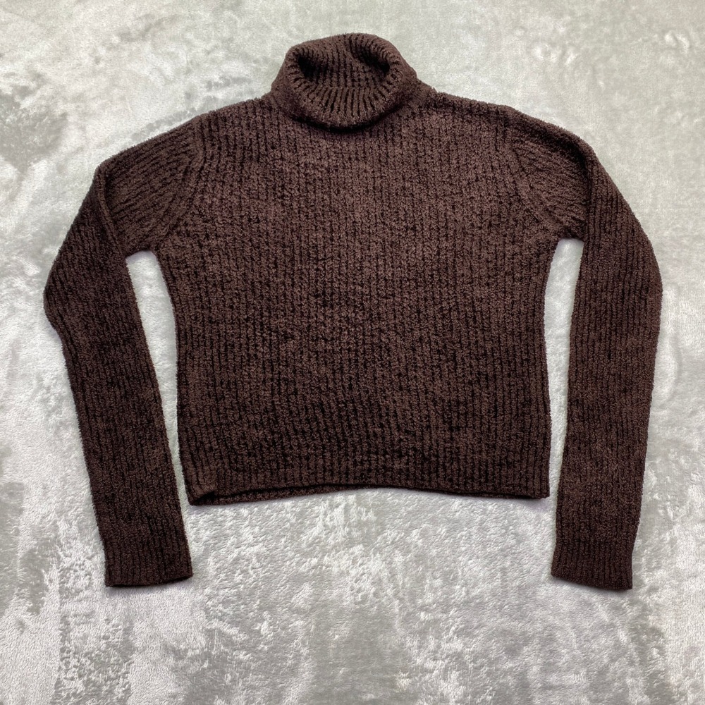 G2000 Brown Textured‎ Knit Turtleneck Sweater Grunge Boho Preppy Retro